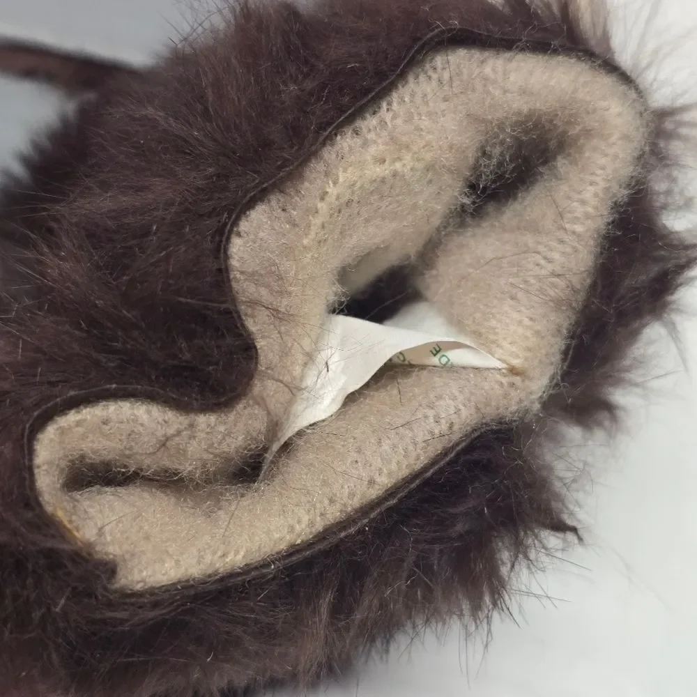Vintage Van Raalte Real Rabbit Fur and Faux Leather Gray Womens Gloves XS/S NWT